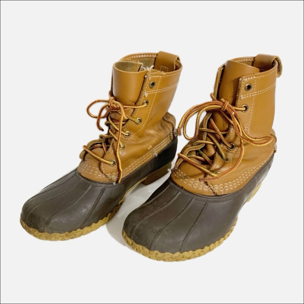 Vintage The Original L.L.Bean 6” Boots Size 6 Leather Lace Up Maine Made Chain